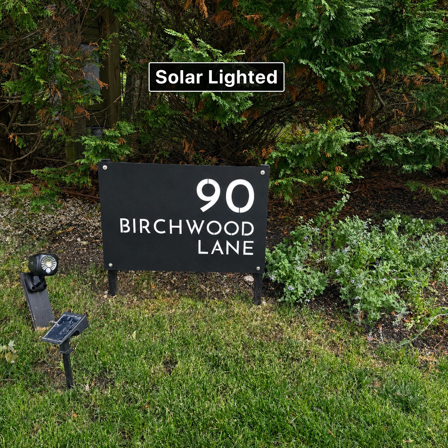 Custom Solar Lighted Outdoor Sign, Personalized Property Signage With Yard Stakes, Air-BNB Marker,
