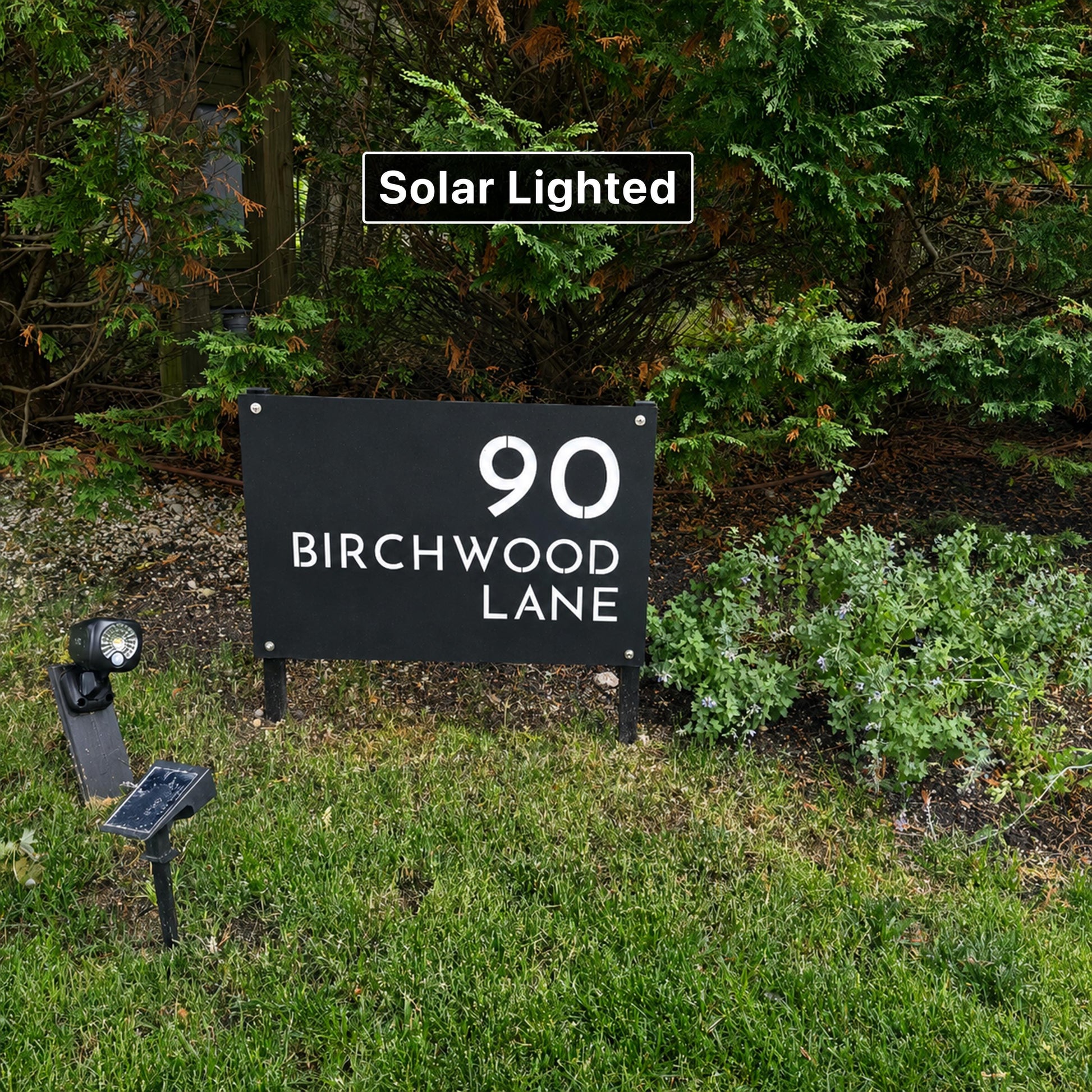 Custom Solar Lighted Outdoor Sign, Personalized Property Signage With Yard Stakes, Air-BNB Marker,