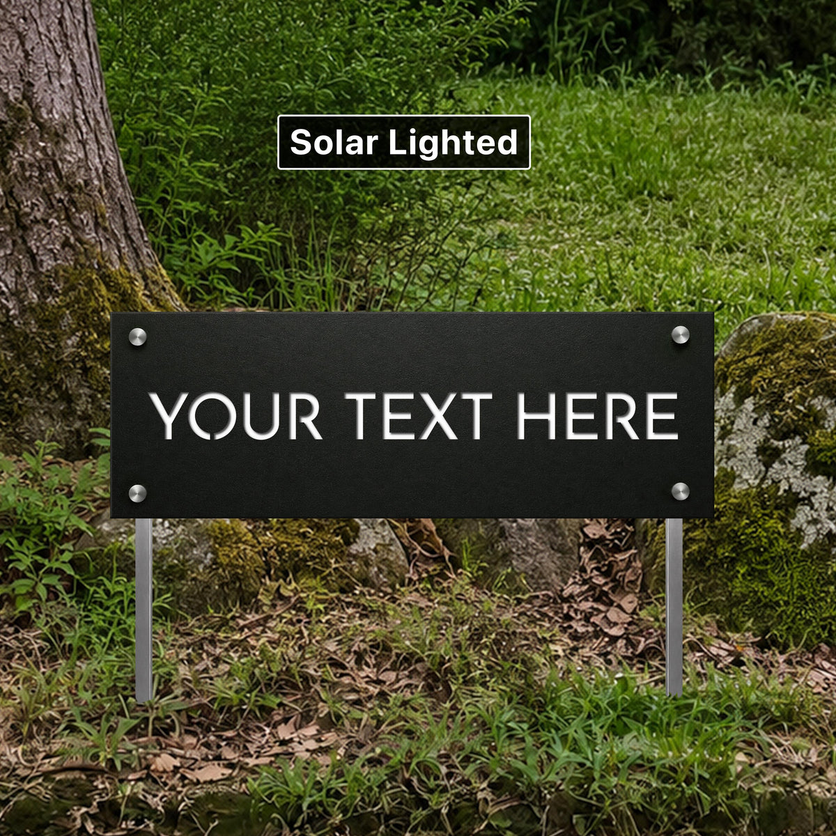 Custom Laser Cut Solar Lighted Yard Sign With Stakes