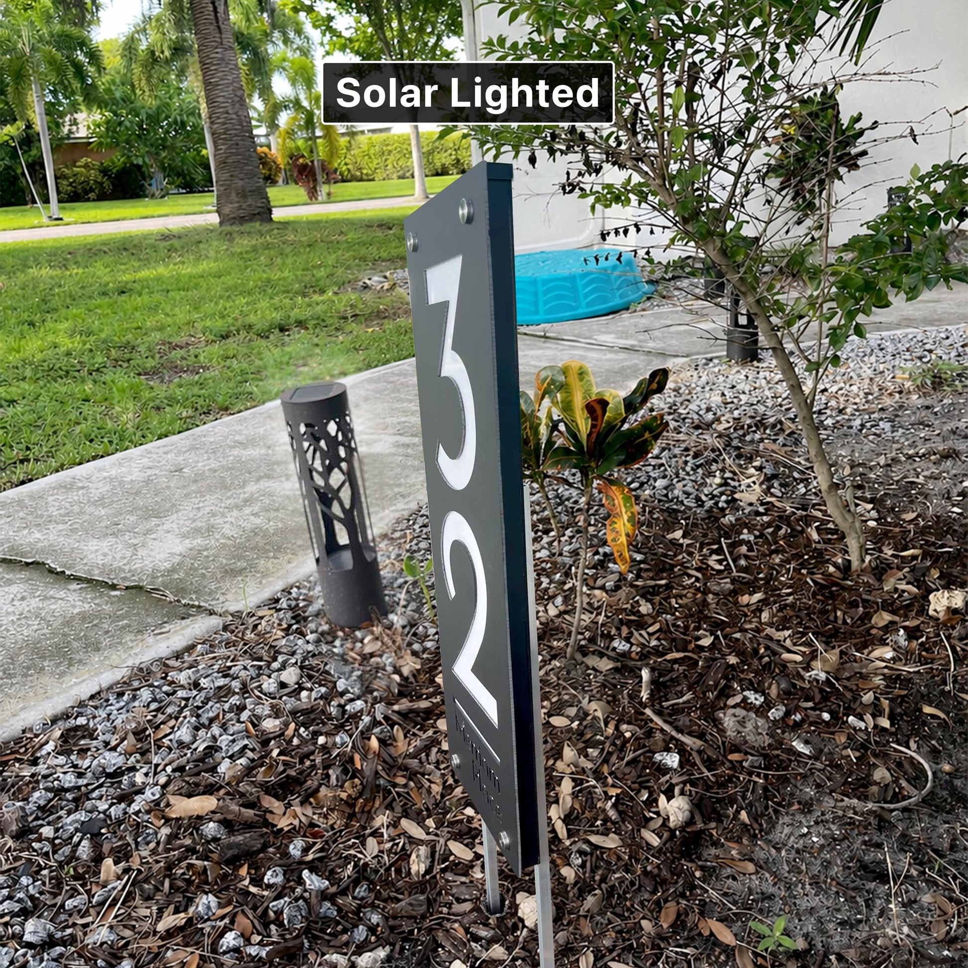 Solar Lighted Address Numbers, Modern LED House Sign, Custom Address Plaque
