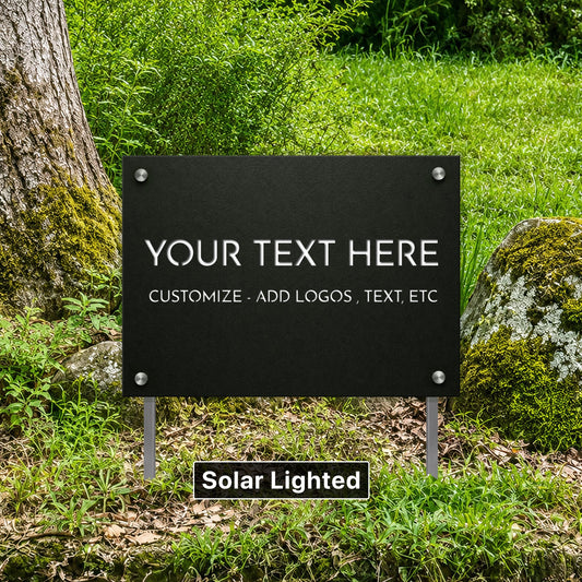 Custom Solar Lighted Outdoor Sign, Personalized Property Signage With Yard Stakes, Air-BNB Marker, Modern Driveway Sign