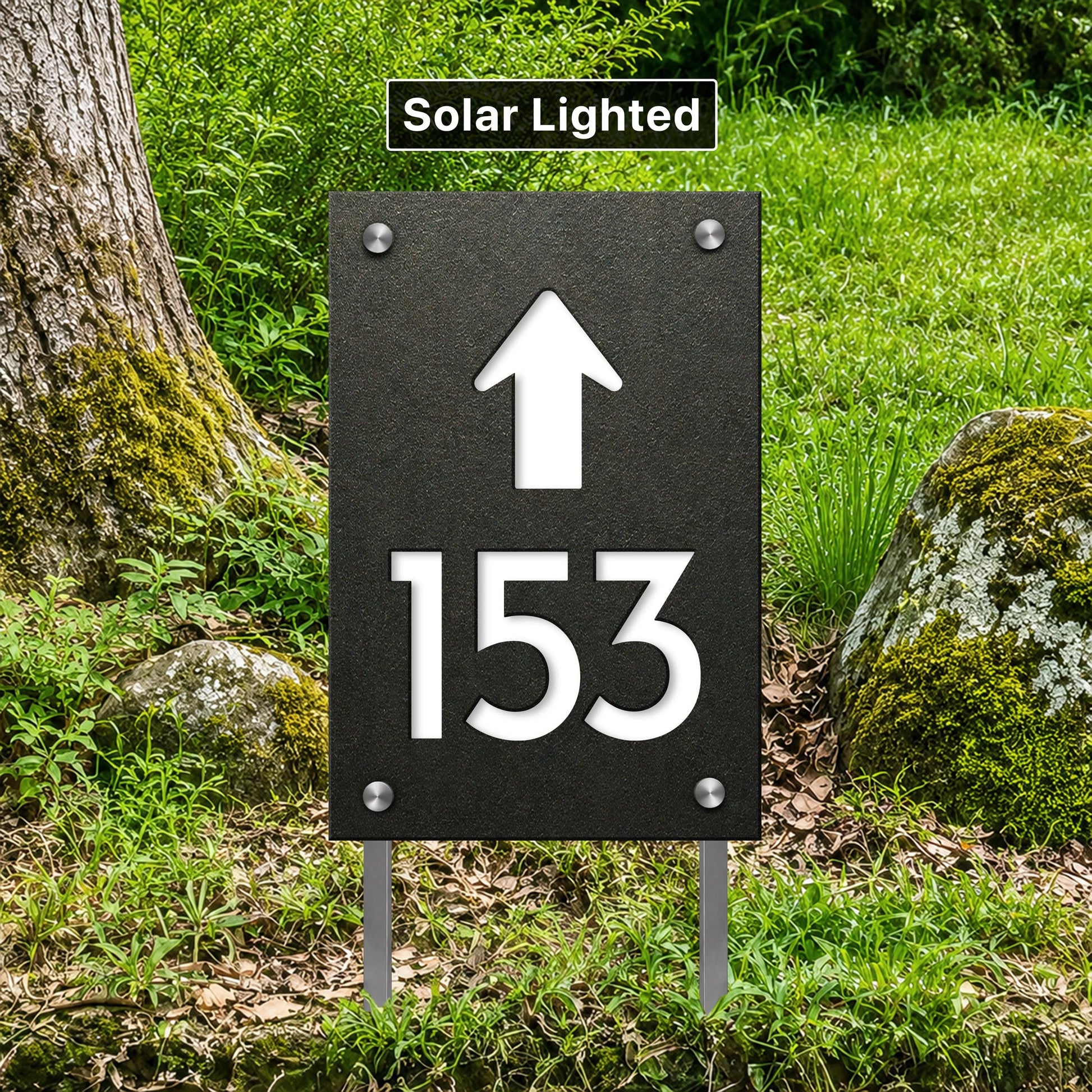 Shared Driveway Address Sign | Custom Multi Family Directional Signage | Personalized Solar Lighted Outdoor Property Marker On Stakes