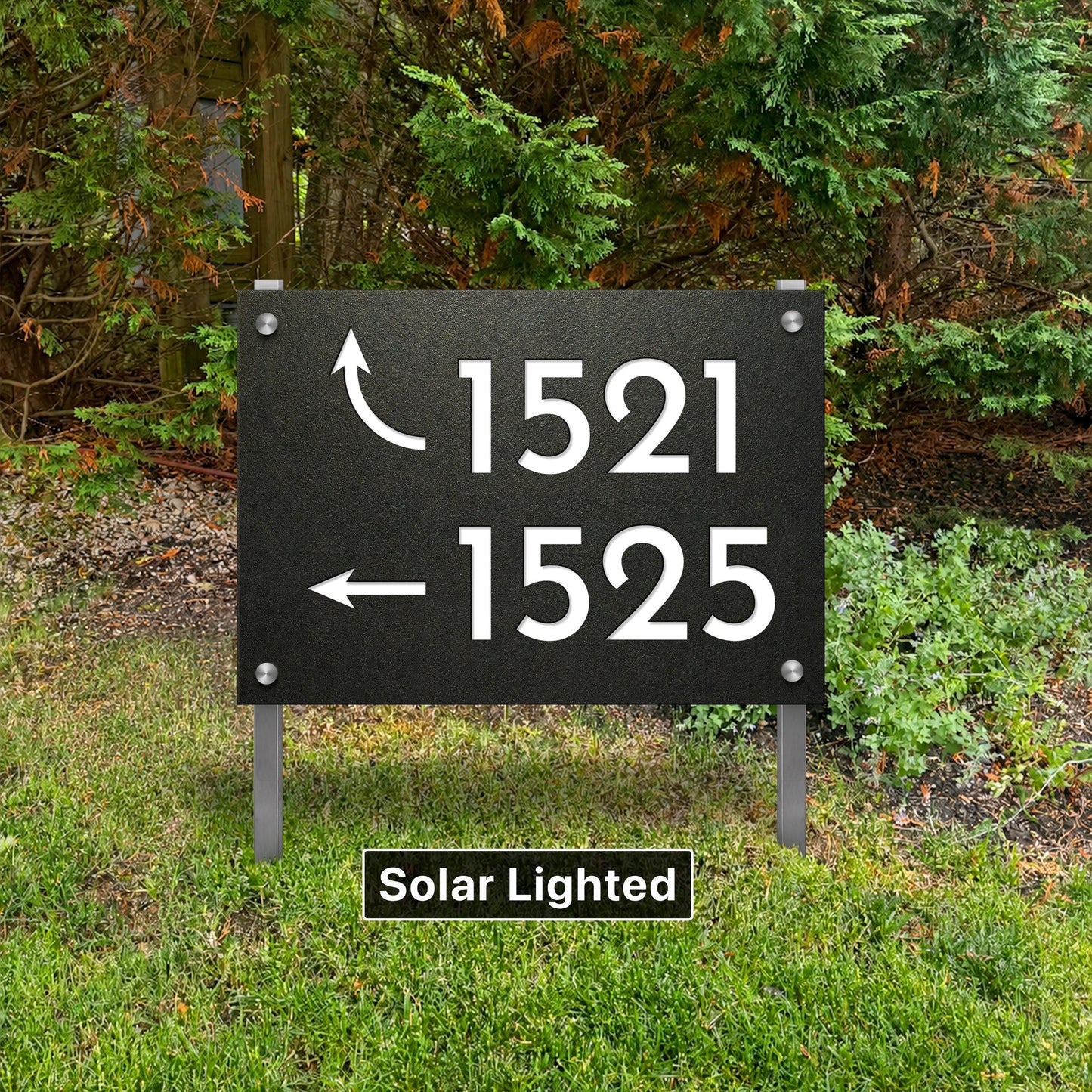 Shared Driveway Address Sign | Custom Multi Family Directional Signage | Personalized Solar Lighted Outdoor Property Marker On Stakes