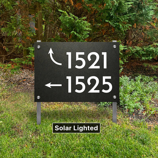 Shared Driveway Address Sign | Custom Multi Family Directional Signage | Personalized Solar Lighted Outdoor Property Marker On Stakes