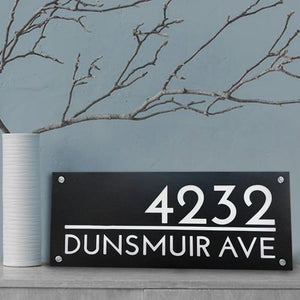 Contemporary/Mid Century Modern Custom Lighted House Number Sign - A sleek and functional sign made of Stainless Steel, Aluminum, and Acrylic materials. Automatically illuminates at night, available in solar and electric options. Various sizes, finishes, and colors to choose from.