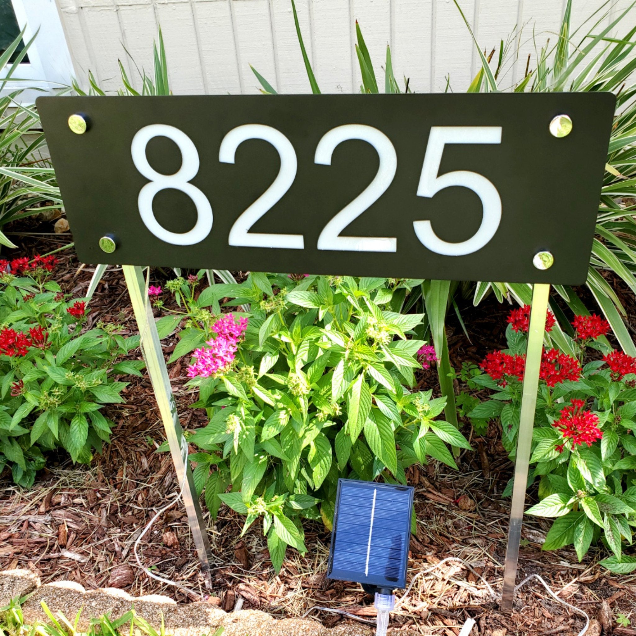 Personalized Solar Modern Door Plaque,Address Plaque Lighted With Led,House Numbers Plaque,Custom Solar Light Up House Numbers Sign With