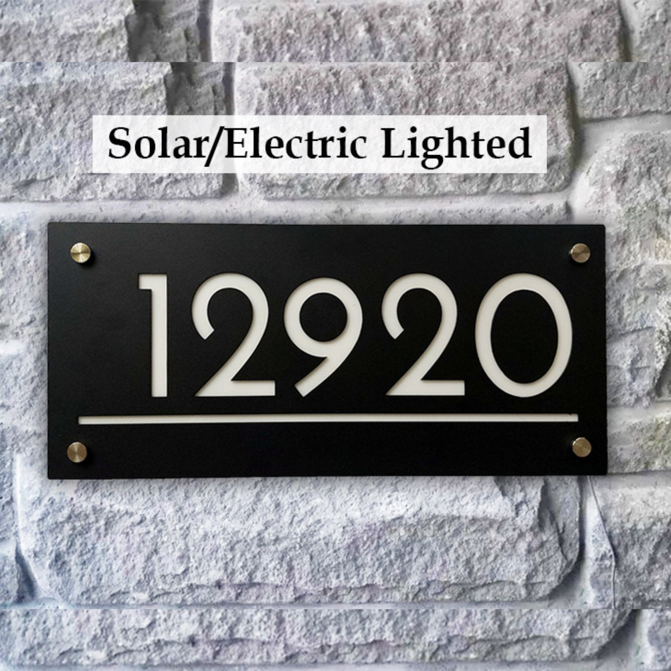 Custom Lighted House Number Sign - Sleek, durable design with automatic night illumination. Multiple finishes, sizes, and easy installation options. Comes with a 1-year warranty. Handcrafted in Fort Lauderdale, FL.