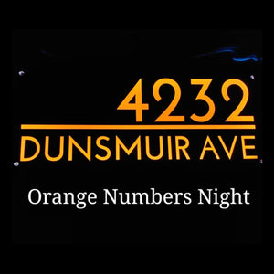 Solar Powered Lawn Address Sign with Stakes in Various Colors, Illuminated at Night