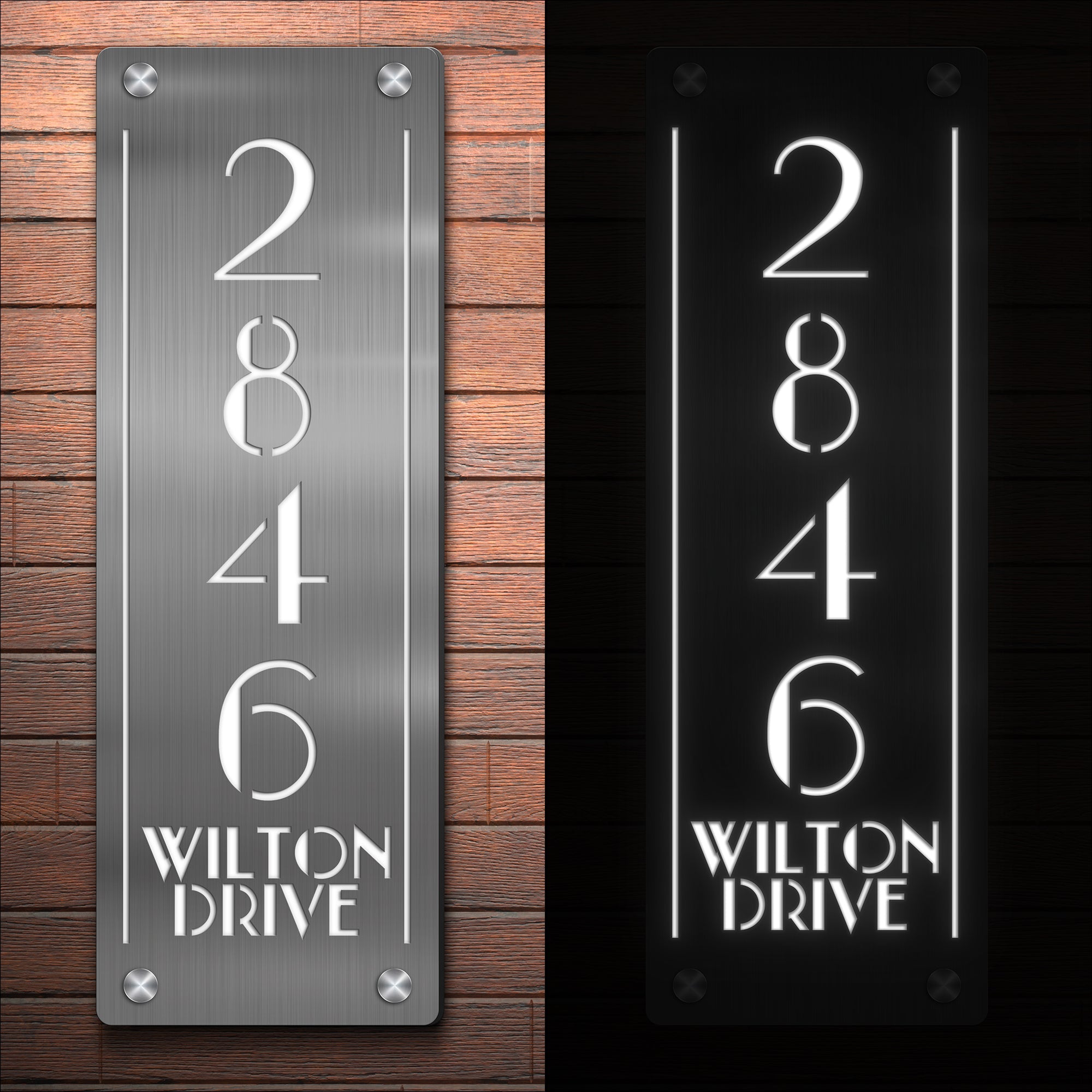 Modern Lighted Address Plaques | Shelly Lighting
