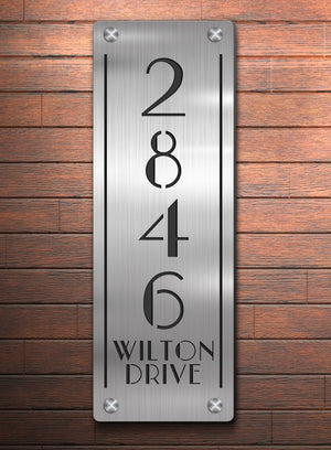 Stylish Vertical Lighted Address Sign with Electric/Solar Options, Customizable Sizes, and LED Illumination. Durable, Easy Installation. 1-year warranty. Made in Fort Lauderdale, FL.